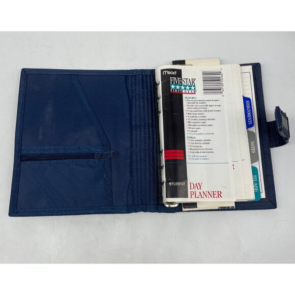 VTG "90's Mead Five Star Student Day Planner Blue Binder Organizer Tabs Zippered - Picture 2 of 13